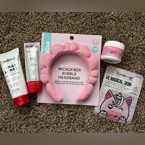 The Crème Shop Acne Cream and Bliss Pink Microfiber Bubble Headband